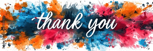 Thank you! text thank you on abstract color background photo