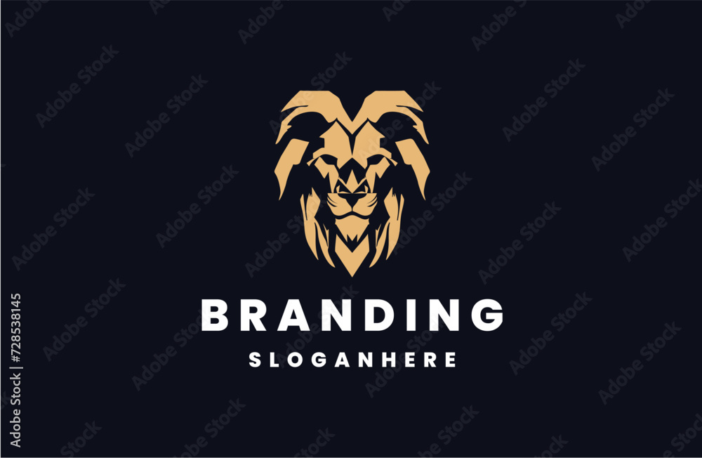 lion vector logo design isolated on black background lion vector logo design isolated on black background