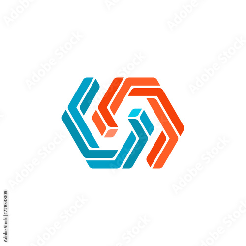 Infinity Impossible Hexagon Industrial Logo Design Vector