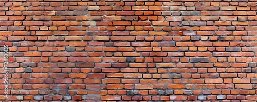 Brick wall. Old vintage brick wall pattern. Red brick wall panoramic background  Generative AI