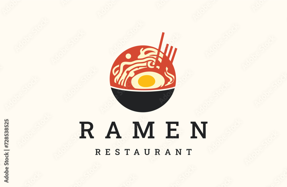 ramen food restaurant vector icon logo design template