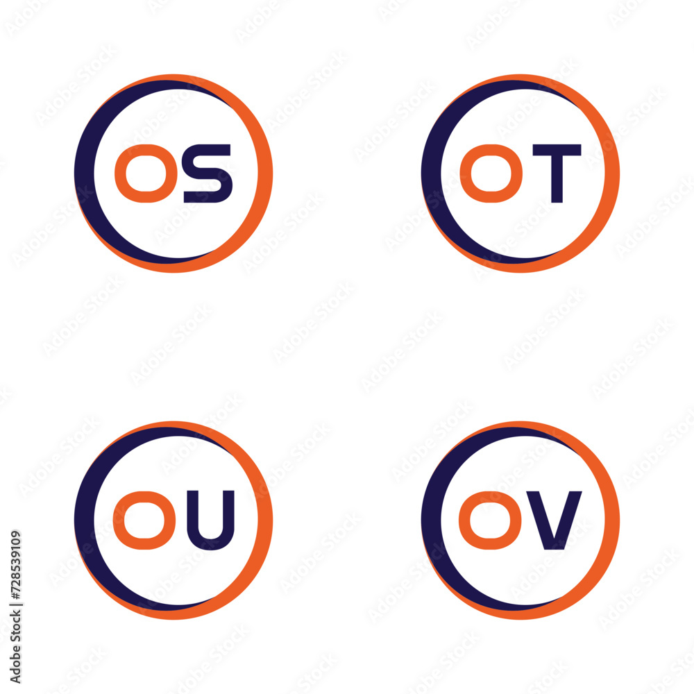 Fototapeta premium OS,OT,OU,OV Letter Logo Bundle Monogram set . icon, letter, vector, technology, business, art, symbol, set design .