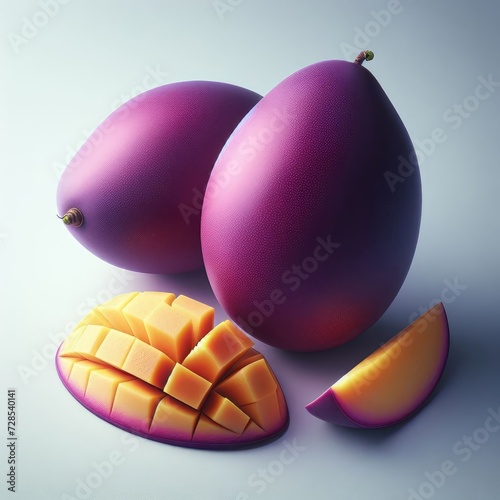 mango fruit with slices of fruit
