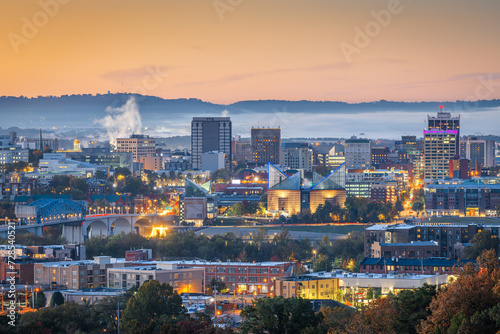 Chattanooga, Tennessee, USA downtown city skyline at dusk.