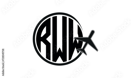 RWW three initial letter circle tour & travel agency logo design vector template. hajj Umrah agency, abstract, wordmark, business, monogram, minimalist, brand, company, flat, tourism agency, tourist photo