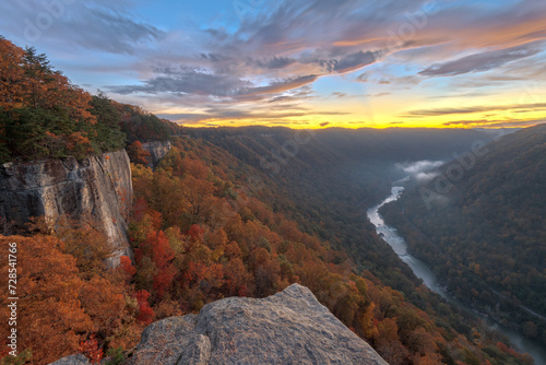 New River Gorge, West Virginia, USA autumn morning landscape at the Endless Wall. © SeanPavonePhoto