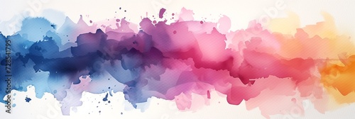 Abstract banner with multicolored watercolor streaks. Background with watercolor splash spots on white. The texture of the paper.