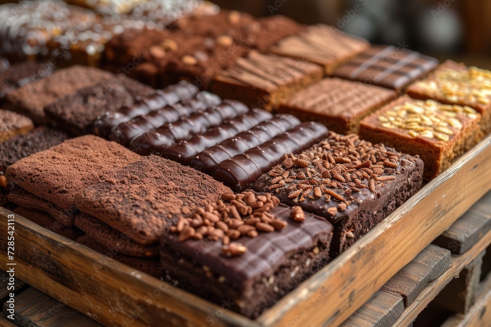 A large gift box filled with a variety of chocolates and cookies professional advertising food photography A large gift box filled with a variety of chocolates and cookies professional advertising food photography