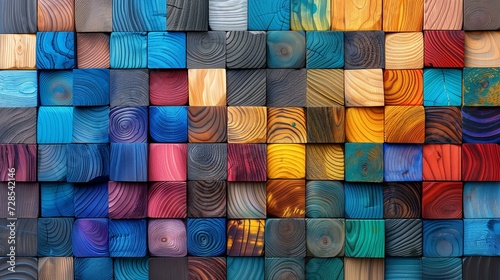 Colorful Wooden Cubes Mosaic