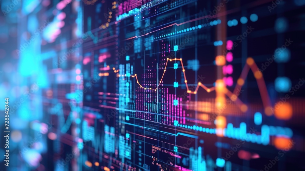 Close up of a computer screen displaying graphs and data Close up of a computer screen displaying graphs and data