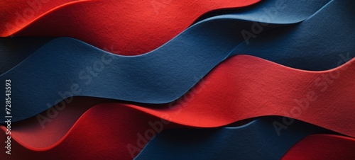 Abstract red blue paper cardboard layers of waving ocean waves texture design illustration background