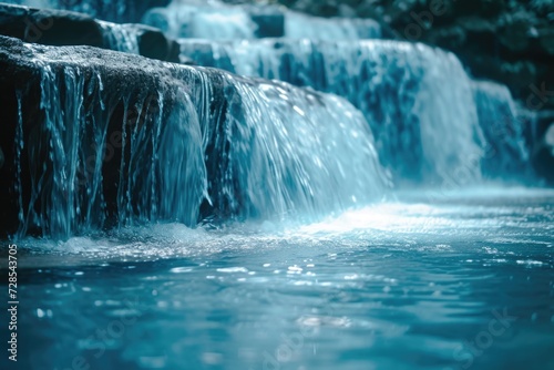 Close-up view of a waterfall in a body of water. Perfect for nature enthusiasts and travel-related projects