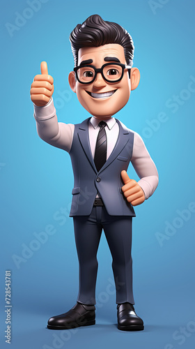 3D Character Businessman's Journey to Success, Exuding Confidence and Radiating Happiness