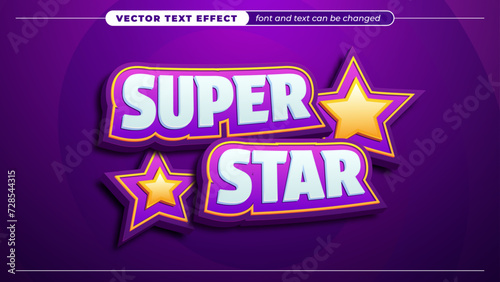 3D double layer super star text effect, modern graphic styles 