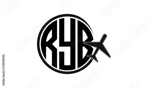 RYB three initial letter circle tour & travel agency logo design vector template. hajj Umrah agency, abstract, wordmark, business, monogram, minimalist, brand, company, flat, tourism agency, tourist
