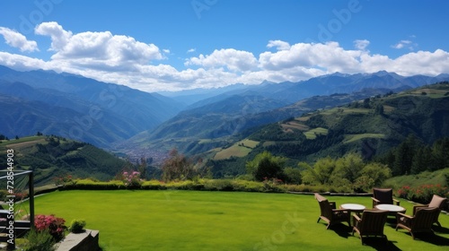 View from the magnificent estate of the stretching mountain range