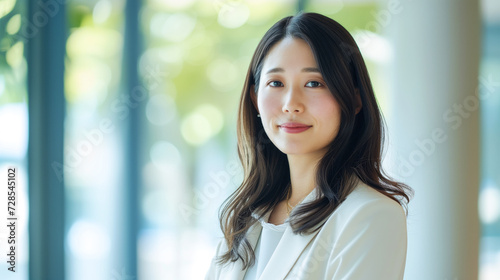 Portrait showcasing the intelligence and innovation of a Japanese woman making strides in the tech industry