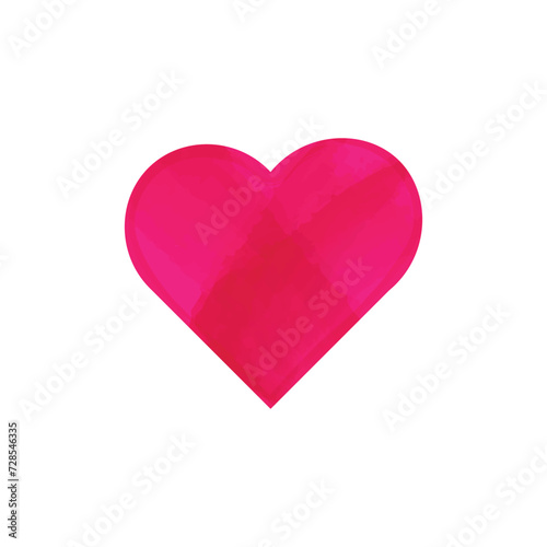 Vector watercolor red heart on white isolated background. Minimalist love romance postcard
