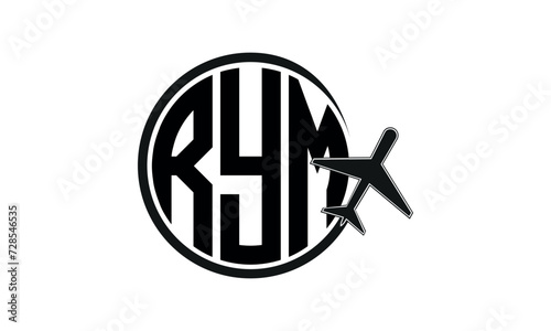 RYM three initial letter circle tour & travel agency logo design vector template. hajj Umrah agency, abstract, wordmark, business, monogram, minimalist, brand, company, flat, tourism agency, tourist