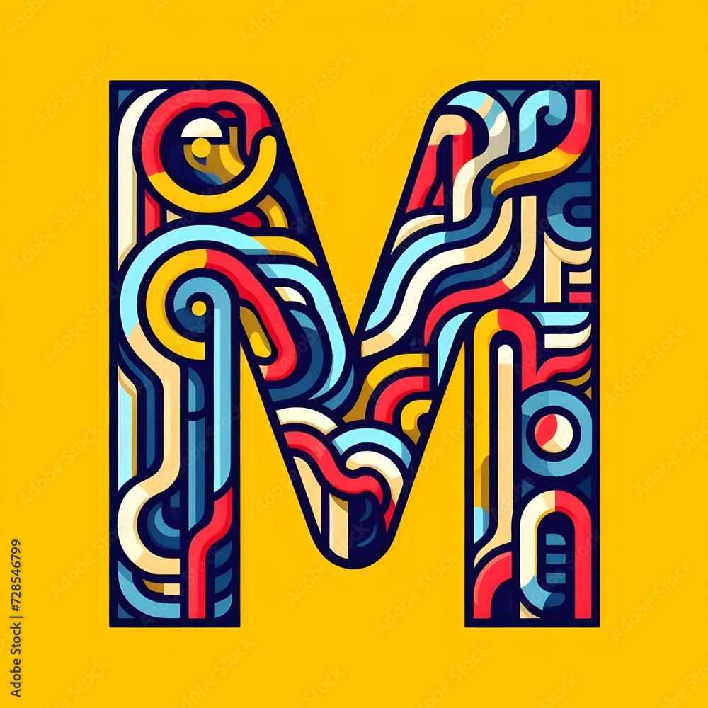 M typography, M logo ai vector illustration