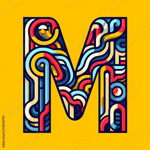 M typography  M logo ai vector illustration