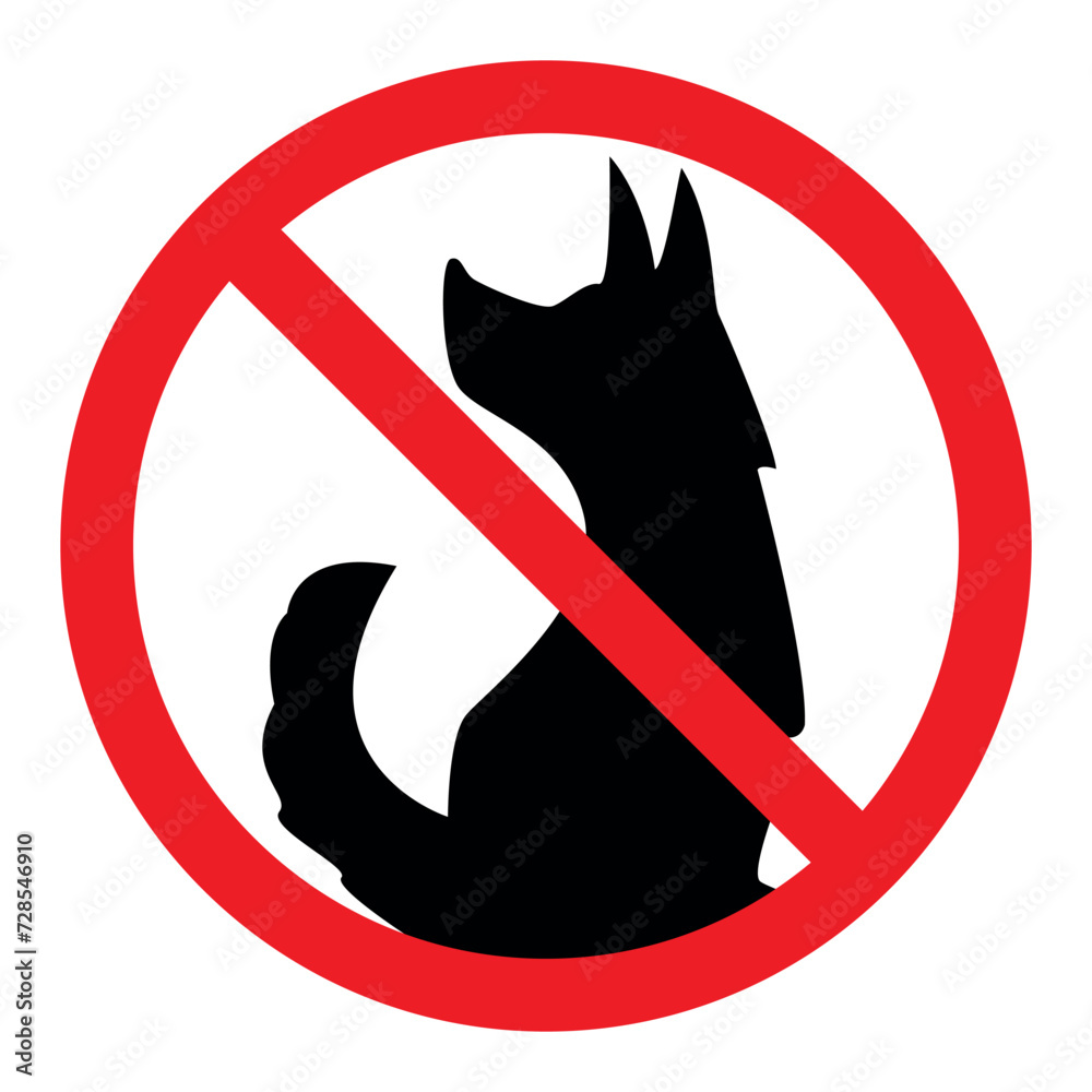 no dogs allowed symbol, prohibitory sign, red crossed out circle symbol with dog silhouette no dogs allowed symbol, prohibitory sign, red crossed out circle symbol with dog silhouette