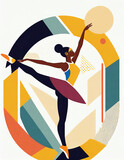 illustration of gymnast dancer, multi-color concept art. 