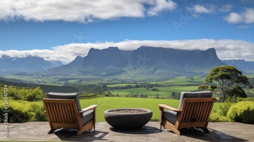 View from the magnificent estate of the stretching mountain range