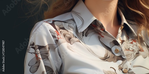 A close-up image of a person wearing a shirt. This versatile picture can be used for various purposes