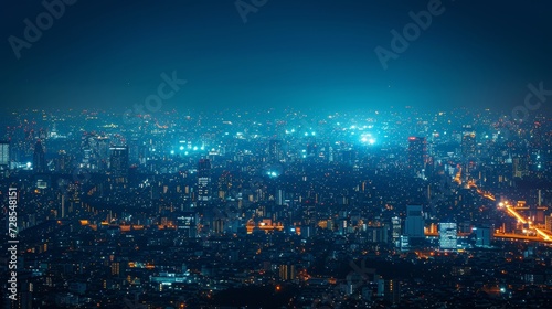 Cityscape with Twinkling Streetlights at Night