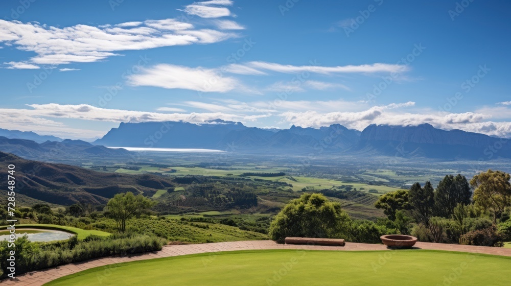View from the magnificent estate of the stretching mountain range View from the magnificent estate of the stretching mountain range