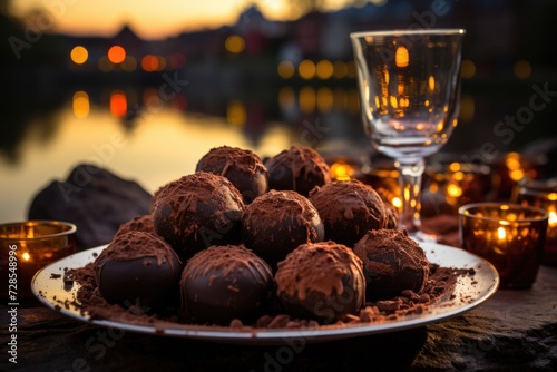 Chocolate chocolate with granulated, popularly known as brigadeiro, generative IA photo