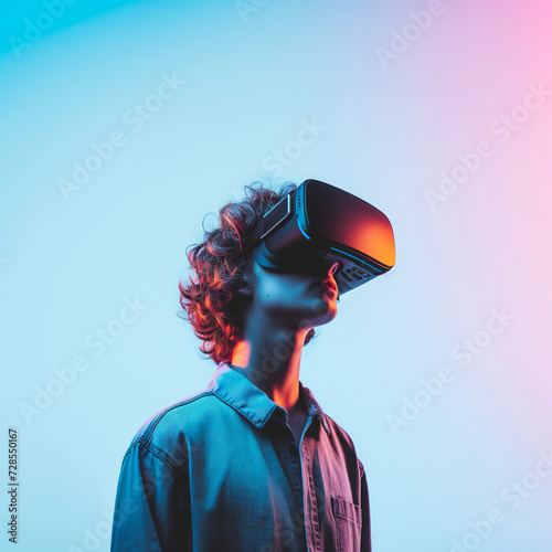 A high-quality mockup showcasing a user wearing a virtual reality headset