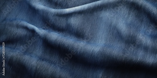 Blue fabric seen in close-up view. Versatile for various design and fashion projects