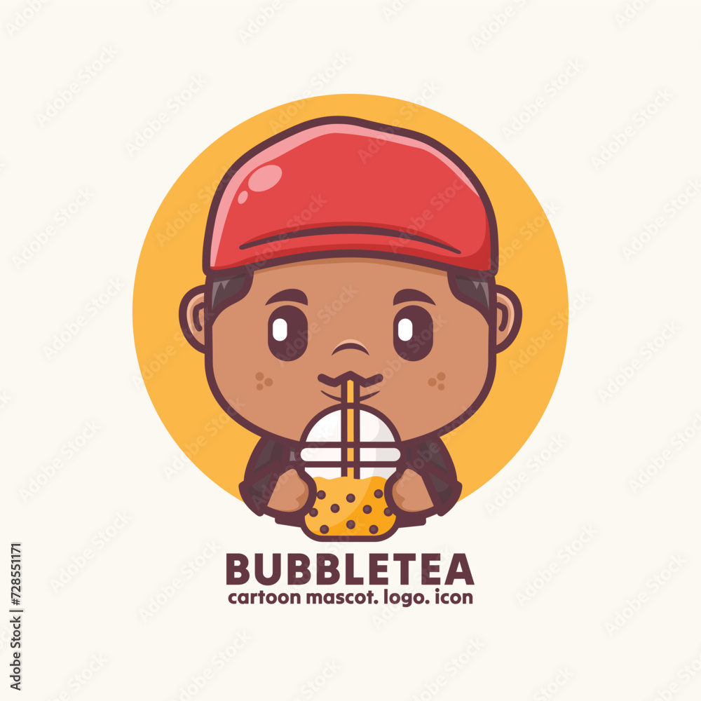 cute cartoon with bubble tea cute cartoon with bubble tea