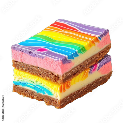 Rainbow Vanilla Cheesecake Bars Transparent Background Png Image