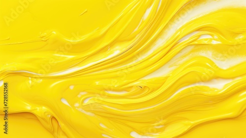 A close up view of a yellow liquid substance. This image can be used to depict various concepts such as chemistry experiments, food coloring, or vibrant liquids