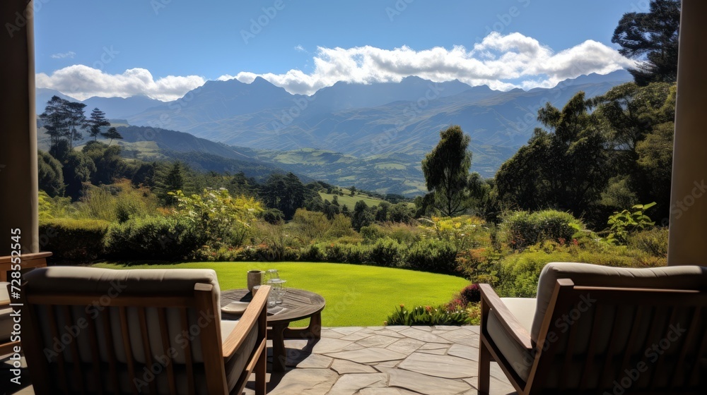 View from the magnificent estate of the stretching mountain range View from the magnificent estate of the stretching mountain range