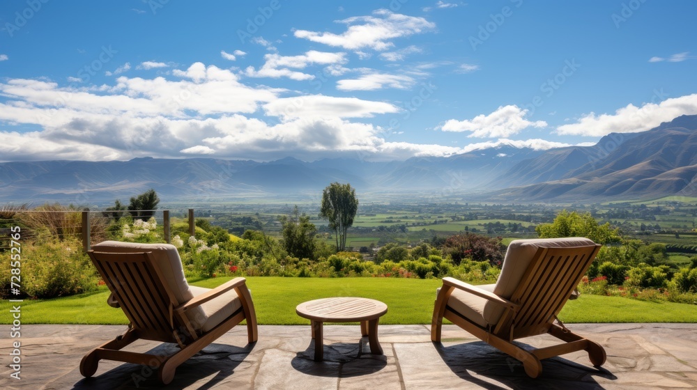 View from the magnificent estate of the stretching mountain range View from the magnificent estate of the stretching mountain range