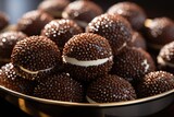 Brigadier. typical Brazilian sweet. Many types of brigadeiros together. upper view, generative IA