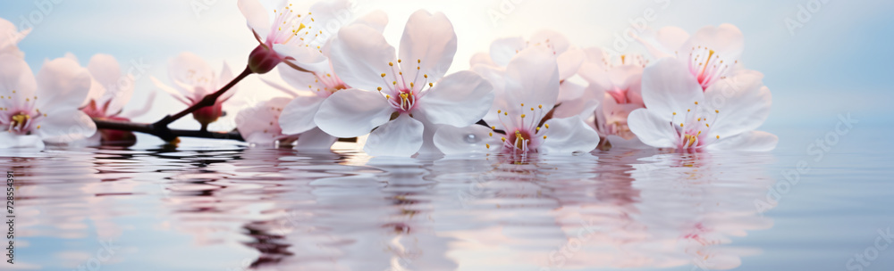 blooming flowers reflected in water flora photography