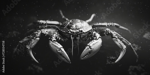 A monochromatic image showcasing a crab in exquisite detail. Perfect for adding a touch of nature to any design project