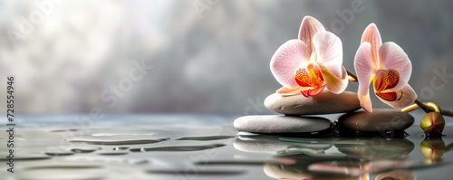 zen stones and orchid  Spa background
