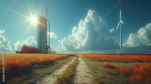 renewable energy  specifically focusing on wind powe , solar power, and hydrogen (H2) as sources of energy