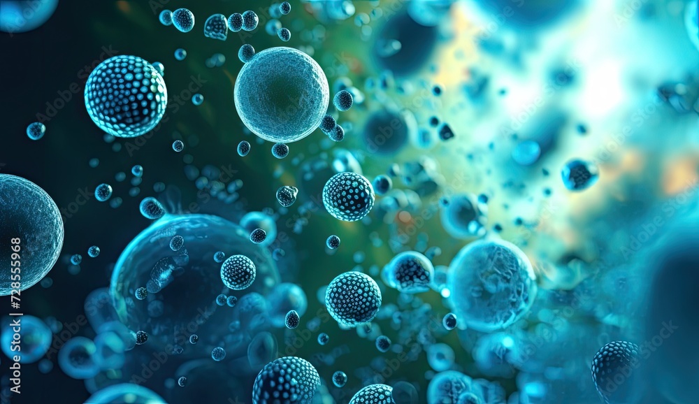 Microscopic lllustration of rod-shaped bacteria on teal background for scientific research. Microscopic lllustration of rod-shaped bacteria on teal background for scientific research.