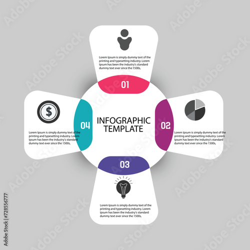 Business infographic design template with icons and 4 options or steps. Can be used for workflow, presentation