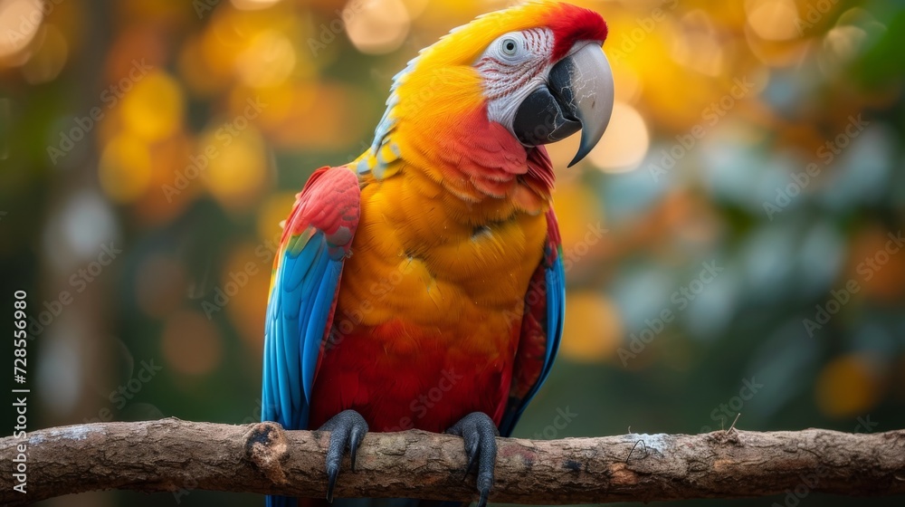 Parrot sitting on branch in the woods Parrot sitting on branch in the woods