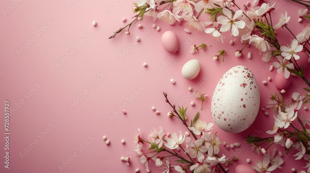 Chic Easter Egg with Blossoming Spring Flowers Chic Easter Egg with Blossoming Spring Flowers