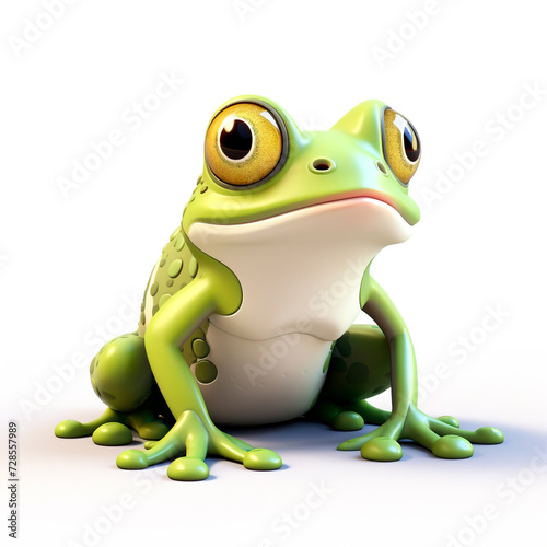 Colorful frog, amphibian, rough skin, cartoon, on white background. 3D rendering concept design illustration.