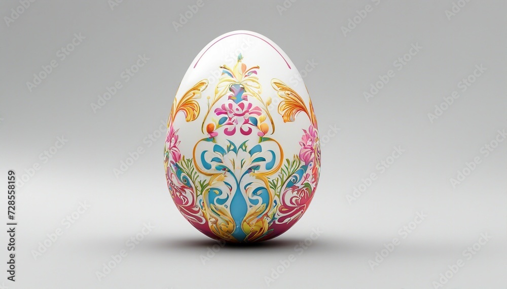 colorful easter egg, isolated white background. copy space for text, warm light
